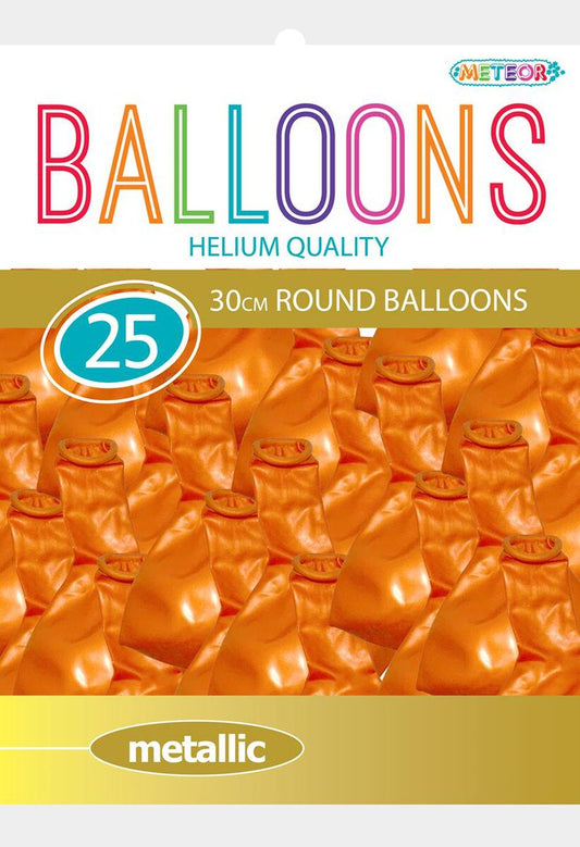 Orange - 25 x 30cm (12") Metallic Balloons