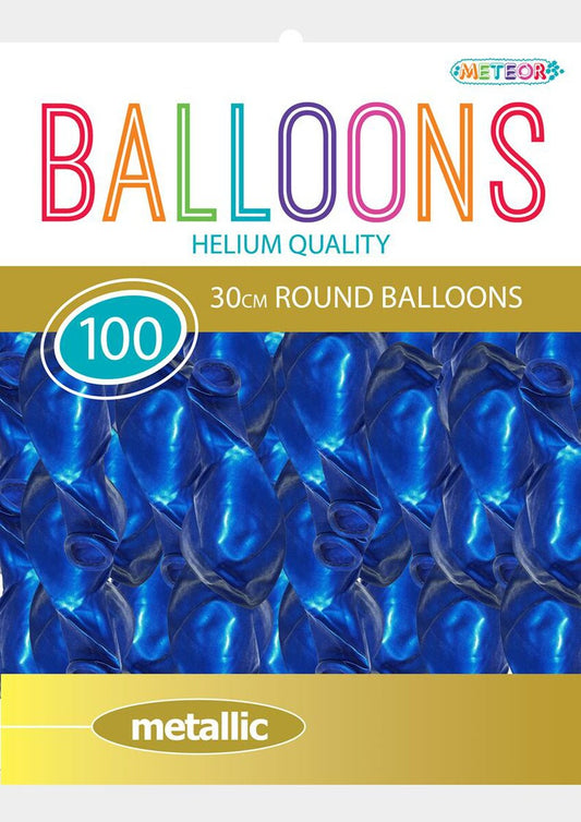 Blue - 25 x 30cm (12") Metallic Balloons