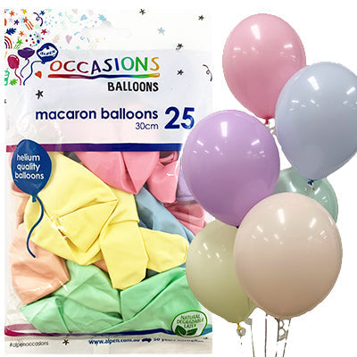 Buy Macaron Assorted Colours 30cm Balloons P25 at NIS Packaging & Party Supply Brisbane, Logan, Gold Coast, Sydney, Melbourne, Australia