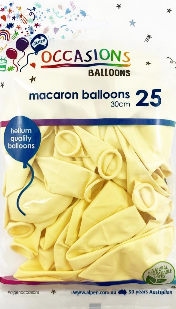 Buy Macaron Lemon 30cm Balloons P25 at NIS Packaging & Party Supply Brisbane, Logan, Gold Coast, Sydney, Melbourne, Australia