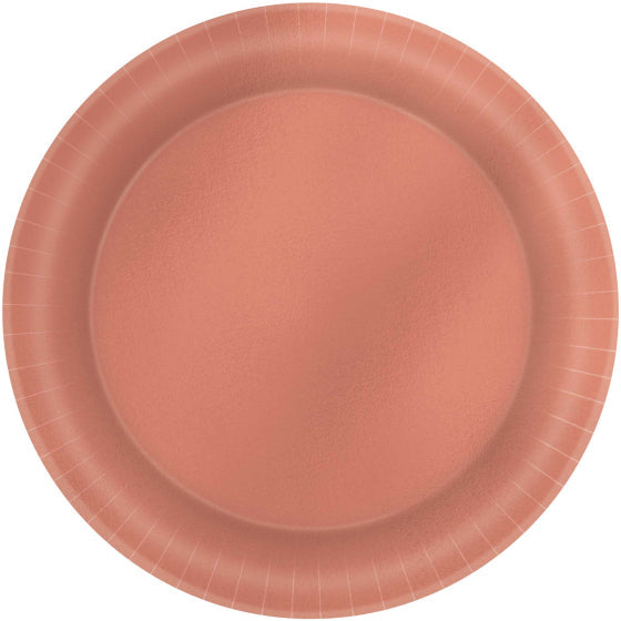 Metallic Rose Gold Round Paper Plates 17CM 8pk NIS Traders