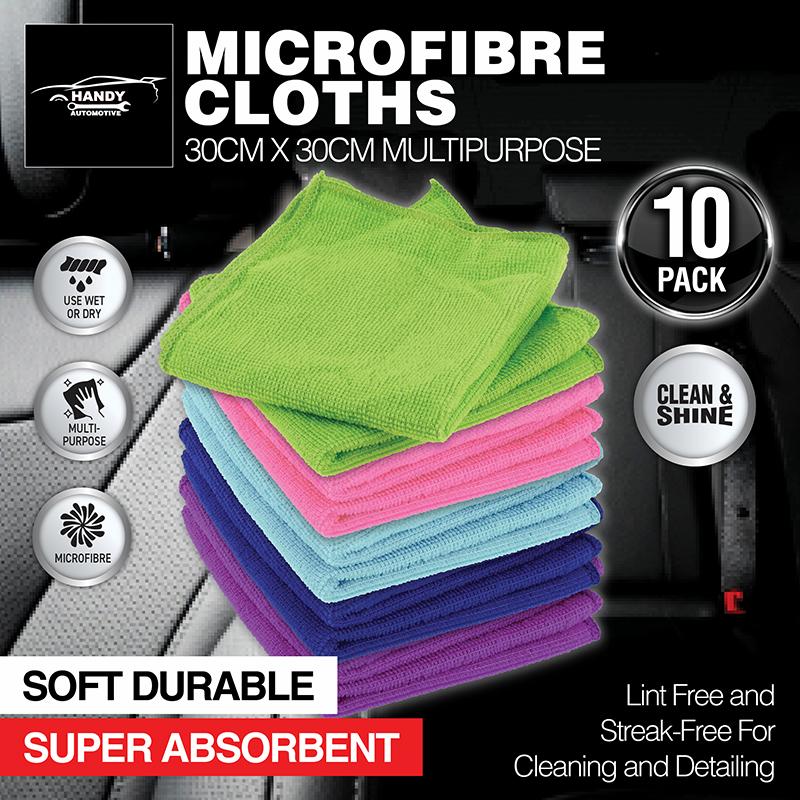 Microfibre Cleaning Cloth 200gsm 30cm x 30cm Assorted Colours VALUE PACK 10pk NIS Traders