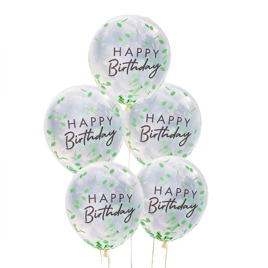 Mix It Up Balloon Bundle HAPPY BIRTHDAY LEAF CONFETTI Filled NIS Traders