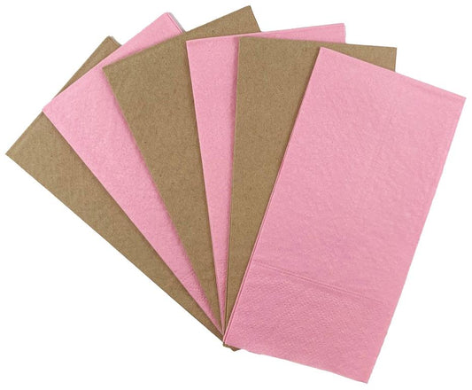 Buy NAPKIN.LUNCH LIGHT PINK/KRAFT P20 at NIS Packaging & Party Supply Brisbane, Logan, Gold Coast, Sydney, Melbourne, Australia