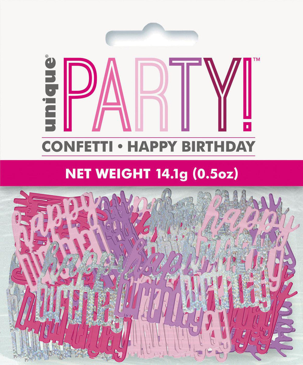 PINK Happy Birthday Foil Confetti 14g (0.5OZ) NIS Traders