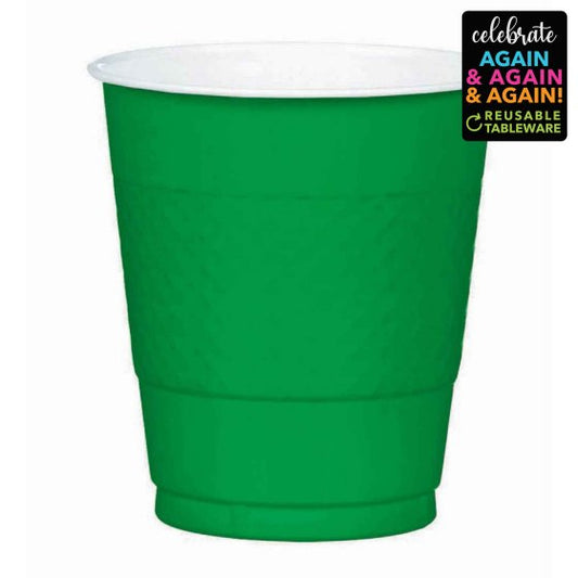 PLASTIC CUPS 355ML 20 PACK - FESTIVE GREEN NIS Traders