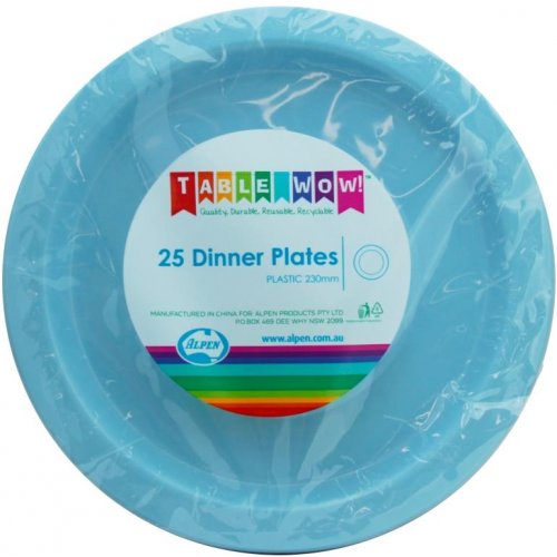 PLATE PLASTIC DINNER LIGHT BLUE 230mm (25pc) NIS Traders