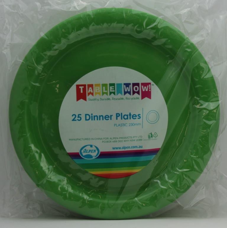 Buy PLATE PLASTIC DINNER LIME 230mm (25 PC) at NIS Packaging & Party Supply Brisbane, Logan, Gold Coast, Sydney, Melbourne, Australia