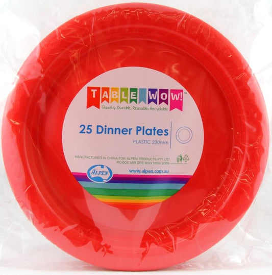 Buy PLATE PLASTIC DINNER RED 230mm (25 PC) at NIS Packaging & Party Supply Brisbane, Logan, Gold Coast, Sydney, Melbourne, Australia