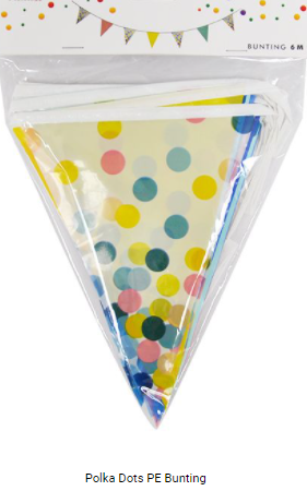 Buy POLKA DOTS BUNTING 6 Meter at NIS Packaging & Party Supply Brisbane, Logan, Gold Coast, Sydney, Melbourne, Australia