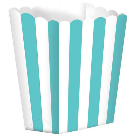 POPCORN FAVOR BOXES SMALL STRIPE ROBIN'S EGG BLUE NIS Traders