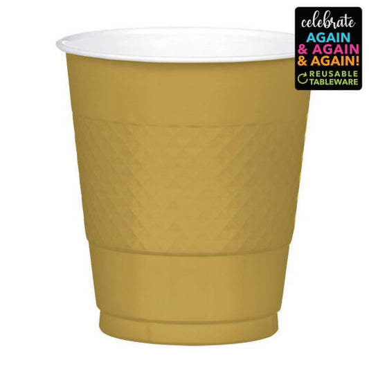 PREMIUM PLASTIC CUPS 355ML 20 PACK - GOLD NIS Traders