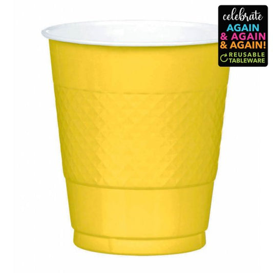 PREMIUM PLASTIC CUPS 355ML 20 PACK - YELLOW SUNSHINE NIS Traders