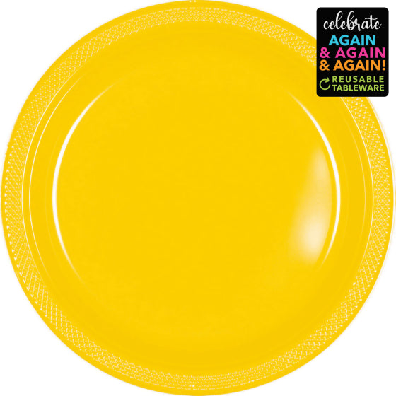 PREMIUM PLASTIC PLATES 17CM 20 PACK - YELLOW SUNSHINE NIS Traders