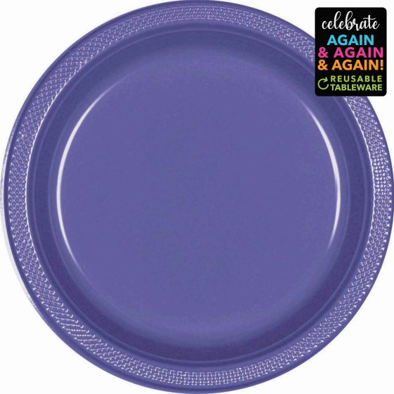 PREMIUM PLASTIC PLATES 23CM 20 PACK - NEW PURPLE NIS Traders