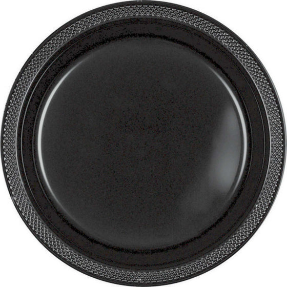 PREMIUM PLASTIC PLATES 26CM 20 PACK - JET BLACK NIS Traders