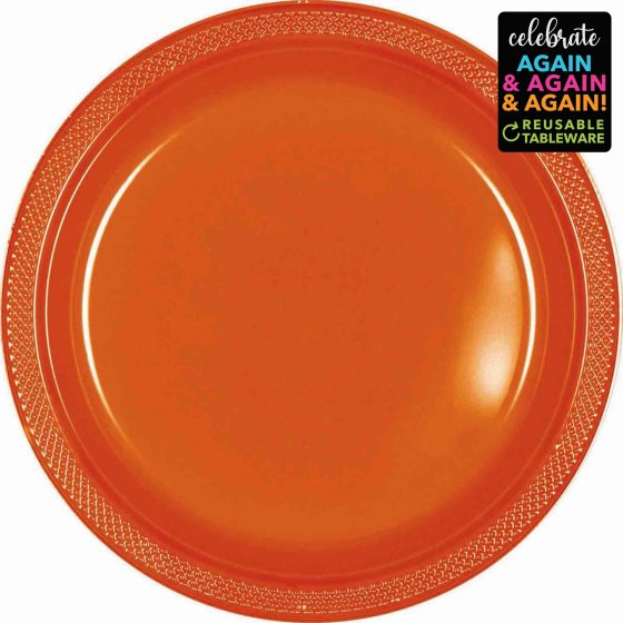 PREMIUM PLASTIC PLATES 26CM 20 PACK - ORANGE NIS Traders