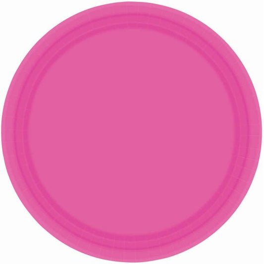 Paper Plates 17CM Round - BRIGHT PINK (20 Pack) NIS Traders