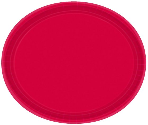 Paper Plates Oval 30cm APPLE RED - 20pk NIS Traders