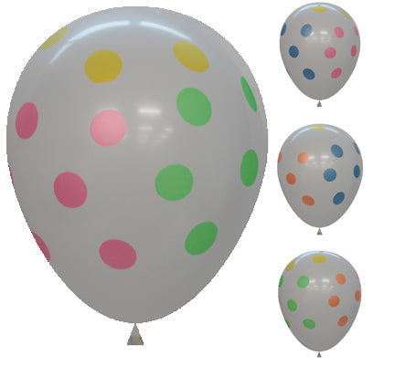 Buy Pastel Printed Balloons Multi Polkadots at NIS Packaging & Party Supply Brisbane, Logan, Gold Coast, Sydney, Melbourne, Australia