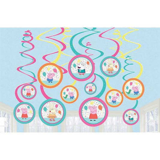 Peppa Pig Confetti Party Spiral Swirls Hanging Decorations NIS Traders