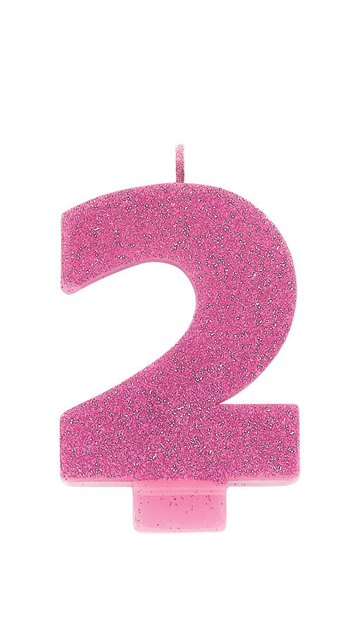 Pink Glitter Candle Number #2 NIS Traders