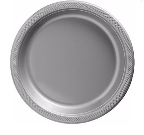 Plastic Plates 26cm 20pk-Sliver Reusable NIS Traders