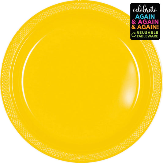 Buy Plastic Round Plates (9"/23cm) 20PK- Yellow Sunshine at NIS Packaging & Party Supply Brisbane, Logan, Gold Coast, Sydney, Melbourne, Australia