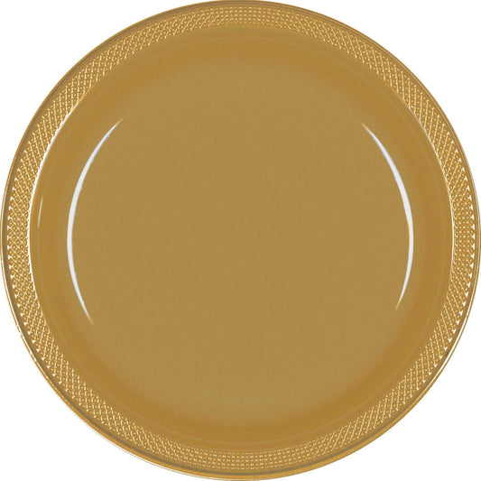 Buy Plastic Round Plates (9"/23cm) 20Pack- Gold at NIS Packaging & Party Supply Brisbane, Logan, Gold Coast, Sydney, Melbourne, Australia