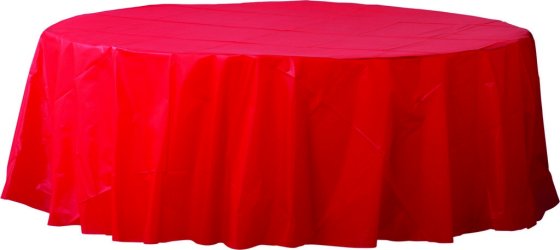 Plastic Round Tablecover- Apple Red (213 cm) NIS Traders