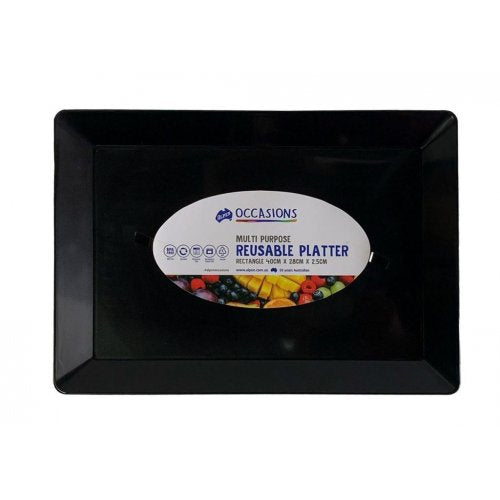 Platter Rectangle PP Black 40x28x2.5cm  1PC NIS Traders