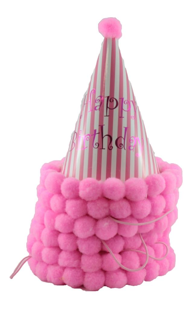 Buy Pom Pom Hats Happy Birthday Pinks Assorted 1pc at NIS Packaging & Party Supply Brisbane, Logan, Gold Coast, Sydney, Melbourne, Australia