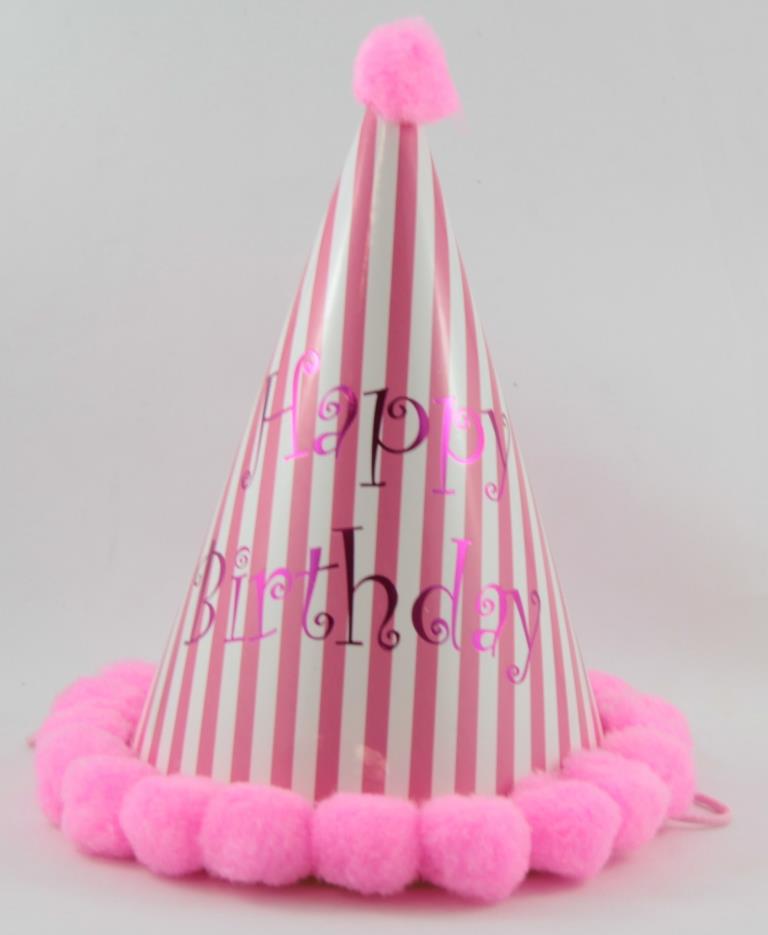 Buy Pom Pom Hats Happy Birthday Pinks Assorted 1pc at NIS Packaging & Party Supply Brisbane, Logan, Gold Coast, Sydney, Melbourne, Australia