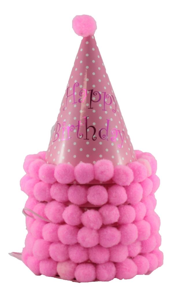 Buy Pom Pom Hats Happy Birthday Pinks Assorted 1pc at NIS Packaging & Party Supply Brisbane, Logan, Gold Coast, Sydney, Melbourne, Australia