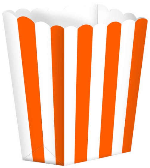 Popcorn Favor Boxes Stripe Small ORANGE 5pk NIS Traders