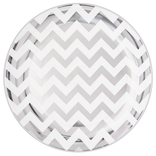 Premium Plastic Plates 19cm White With Chevron Print 10pk NIS Traders