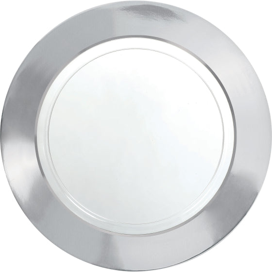 Premium Plastic Plates 19cm White With Silver Border 10pk NIS Traders