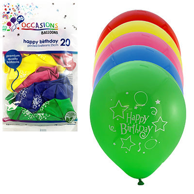 Buy Printed Happy Birthday 25cm Balloons at NIS Packaging & Party Supply Brisbane, Logan, Gold Coast, Sydney, Melbourne, Australia