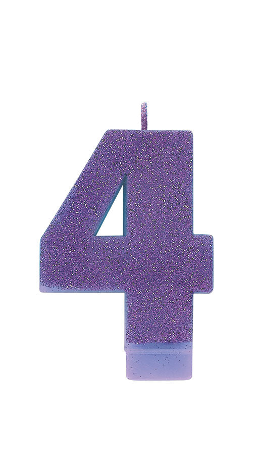 Purple Glitter Candle Number  #4 NIS Traders