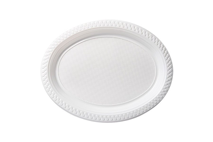 White Reusable Oval Plates 315mmX255mm 50pk