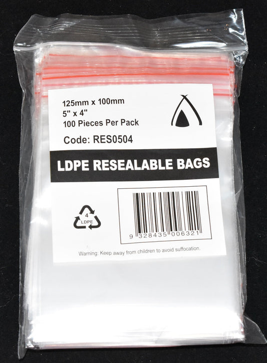 Resealable Bag 125mm x 100mm (5"X4")100PK