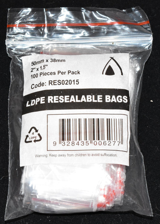 LDPE Resealable Bags 50mmX30mm (2"X1.5") 100pk