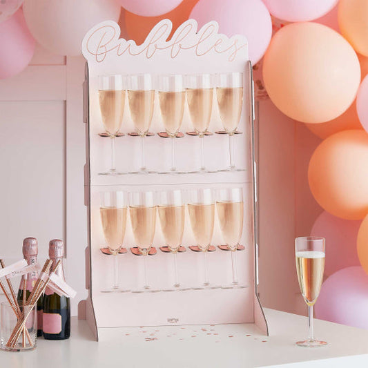 ROSE GOLD FOILED & BLUSH CUT OUT PROSECCO WALL NIS Traders