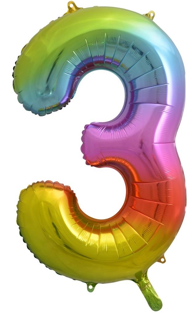 Buy Rainbow Splash Foil Balloon Number #3 (34inch) at NIS Packaging & Party Supply Brisbane, Logan, Gold Coast, Sydney, Melbourne, Australia