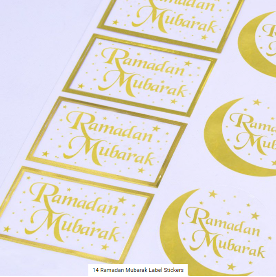 Buy Ramadan Mubarak label stickers at NIS Packaging & Party Supply Brisbane, Logan, Gold Coast, Sydney, Melbourne, Australia