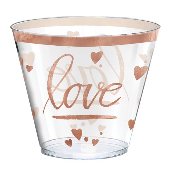 Rose Gold Tumblers Plastic Love Hot Stamped 30pk NIS Traders