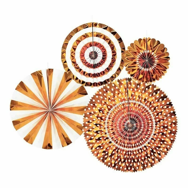 Rosegold Paper Fan set Decoration Set Of 4 pcs NIS Traders