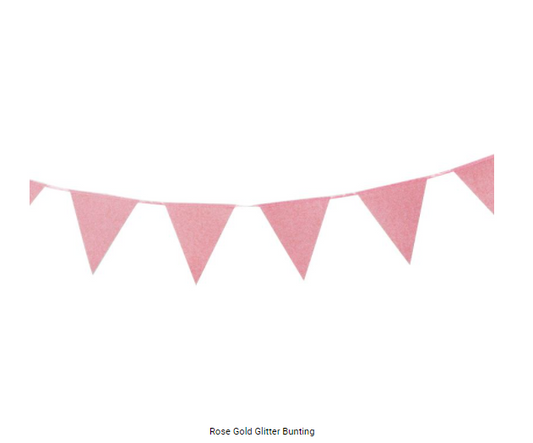 Buy Rosegold glitter bunting 3 meter at NIS Packaging & Party Supply Brisbane, Logan, Gold Coast, Sydney, Melbourne, Australia