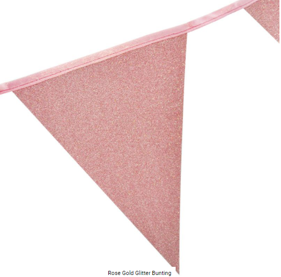 Buy Rosegold glitter bunting 3 meter at NIS Packaging & Party Supply Brisbane, Logan, Gold Coast, Sydney, Melbourne, Australia