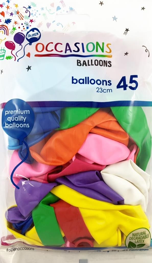 Buy Round 23cm Balloons Mixed Colours at NIS Packaging & Party Supply Brisbane, Logan, Gold Coast, Sydney, Melbourne, Australia